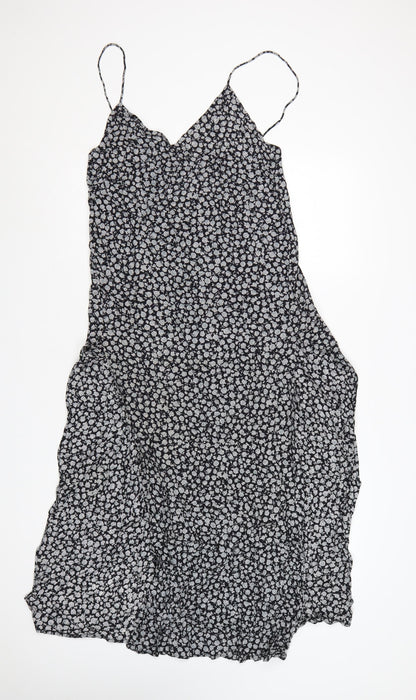 Motel Women's Black Floral Midi Slip Dress Size M