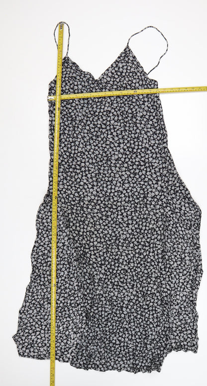 Motel Women's Black Floral Midi Slip Dress Size M