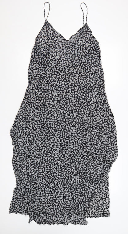 Motel Women's Black Floral Midi Slip Dress Size M
