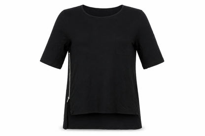French Connection Women's Black XS Basic Zip T-Shirt