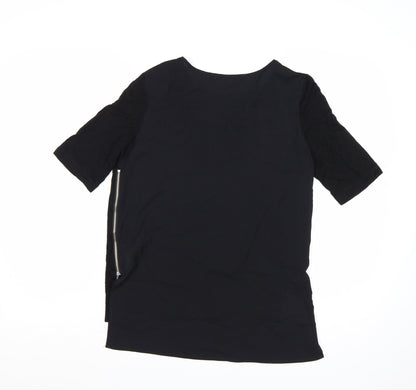 French Connection Women's Black XS Basic Zip T-Shirt