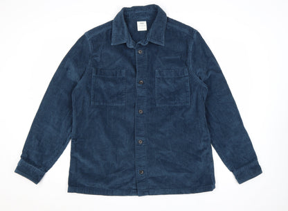 Marks and Spencer Men's Blue Corduroy Overshirt L Long Sleeve Button-Up