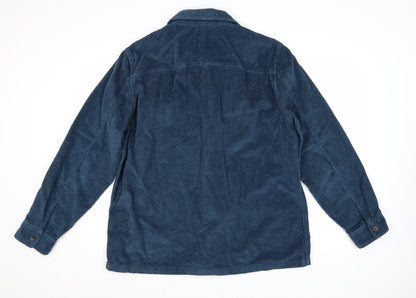Marks and Spencer Men's Blue Corduroy Overshirt L Long Sleeve Button-Up