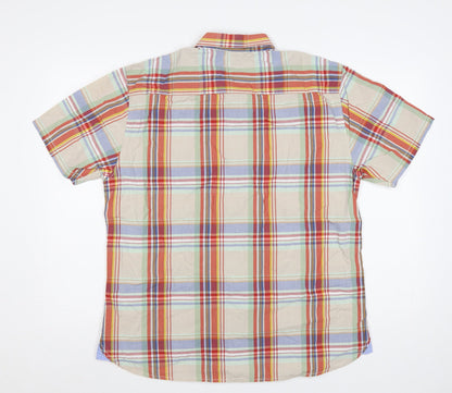 Dunnes Men's Multicoloured Plaid Classic Fit Cotton Short Sleeve Shirt L