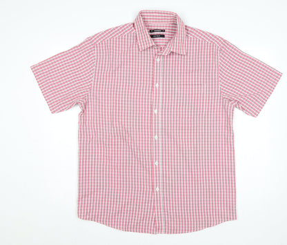 Dunnes Men’s Pink Check Short Sleeve Button-Up Shirt Size L