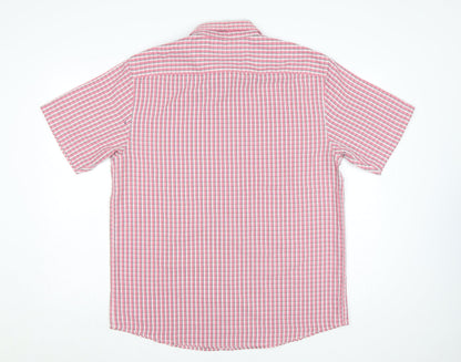 Dunnes Men’s Pink Check Short Sleeve Button-Up Shirt Size L