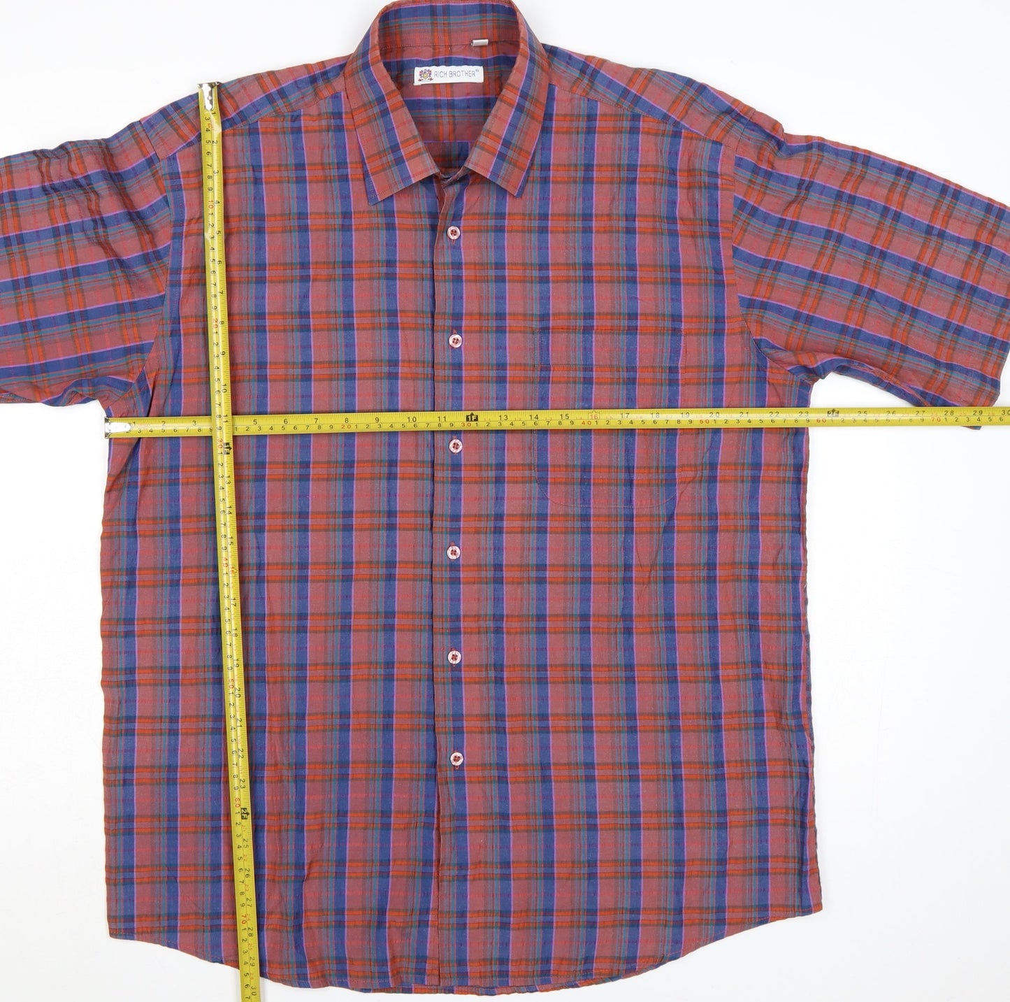 Rich Brother Men's Multicoloured Check Short Sleeve Cotton Shirt 17/43 Regular