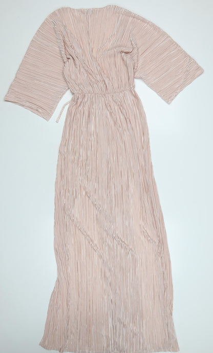 In The Style Women’s Beige Pleated Maxi Dress Size 8
