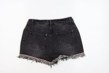 Denim Co. Womens Black Size 10 Cut-Off Distressed Denim Shorts