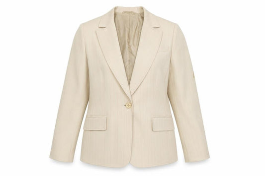 Precis Petite Beige Pinstripe Classic Blazer UK 12 Women's Tailored Jacket