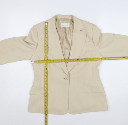 Precis Petite Beige Pinstripe Classic Blazer UK 12 Women's Tailored Jacket
