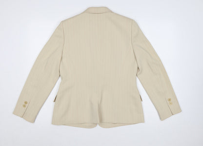 Precis Petite Beige Pinstripe Classic Blazer UK 12 Women's Tailored Jacket