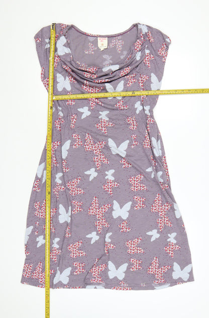 White Stuff Women’s Purple Butterfly Print A-Line Dress Size 14
