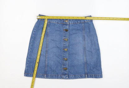 Denim Co. Women Blue A-Line Denim Button Short Skirt Size 10