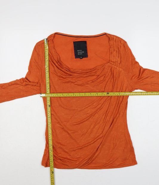 Betty Jackson Black Women Orange Size 14 Cowl Neck Long Sleeve Blouse