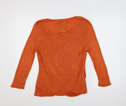 Betty Jackson Black Women Orange Size 14 Cowl Neck Long Sleeve Blouse