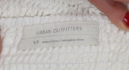 Urban Outfitters Women Ivory Puff Sleeve Playsuit Size S Rayon Blend