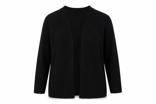 Brave Soul Women's Black L Chunky Knit Open Long Sleeve Cardigan