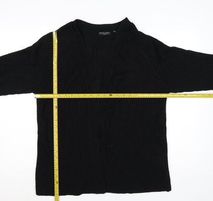 Brave Soul Women's Black L Chunky Knit Open Long Sleeve Cardigan