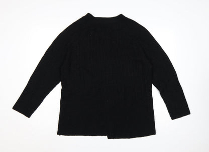 Brave Soul Women's Black L Chunky Knit Open Long Sleeve Cardigan