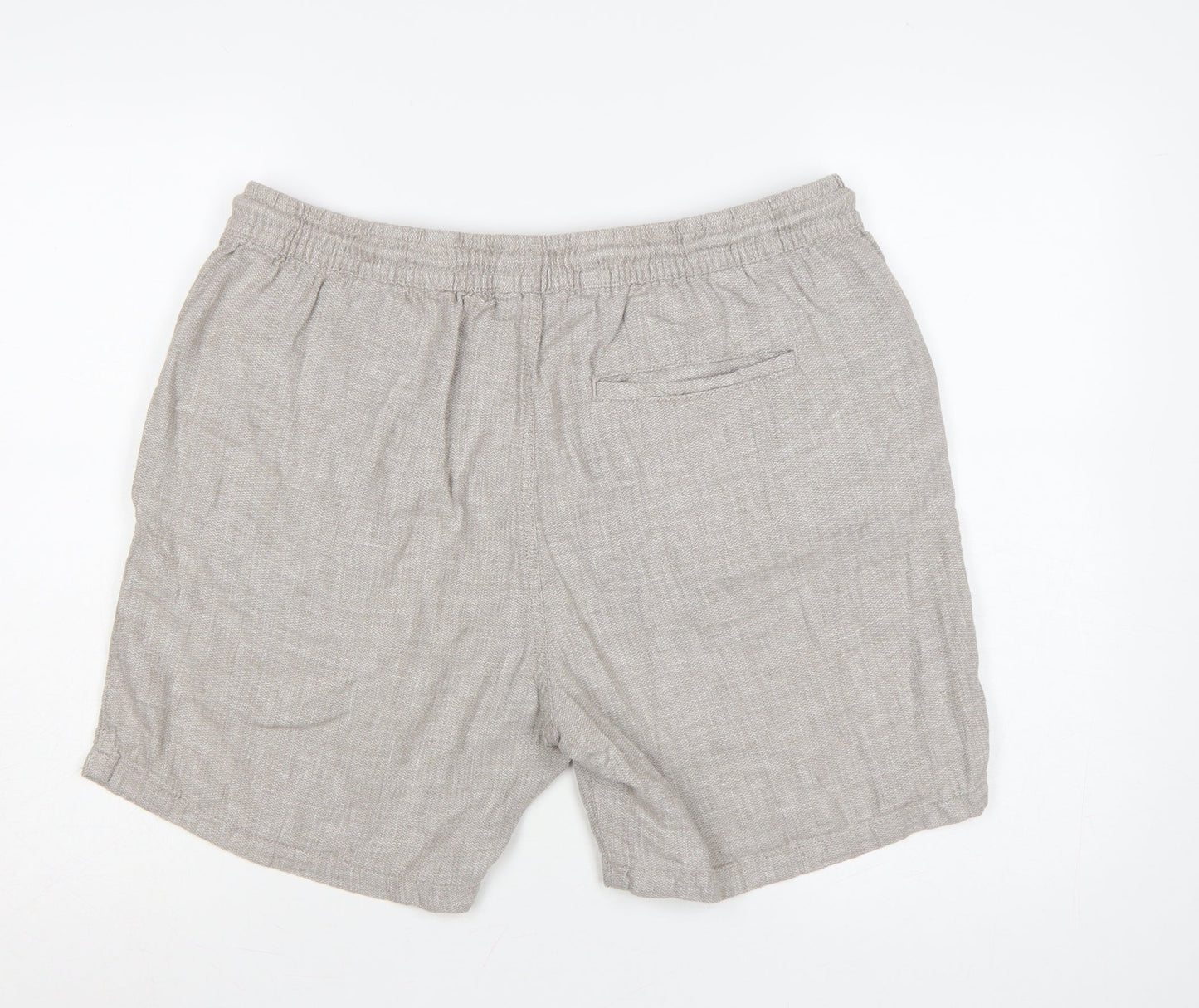 Next Men’s Beige Linen Blend Casual Drawstring Shorts Size L
