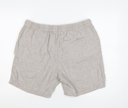 Next Men’s Beige Linen Blend Casual Drawstring Shorts Size L