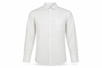 Next Men's White Check Pure Cotton Long Sleeve Button-Up Shirt 15.5in