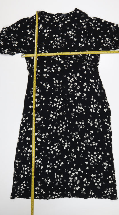 Nobody’s Child Black Heart Print Midi A-Line Dress Womens Size 16