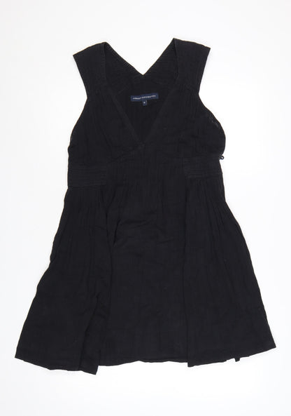 French Connection Women's Black Cotton A-Line Sleeveless Dress Size 12
