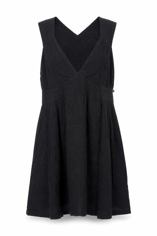 Front view of French Connection Women's Black Cotton A-Line Sleeveless Dress, size 12