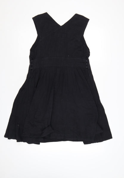 French Connection Women's Black Cotton A-Line Sleeveless Dress Size 12