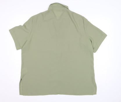 Berkertex Women Green Size 20 Button-Up Short Sleeve Shirt