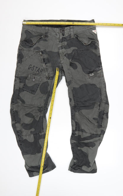 G-Star Men’s Green Camouflage Cargo Trousers Size 34W 32L Loose Tapered
