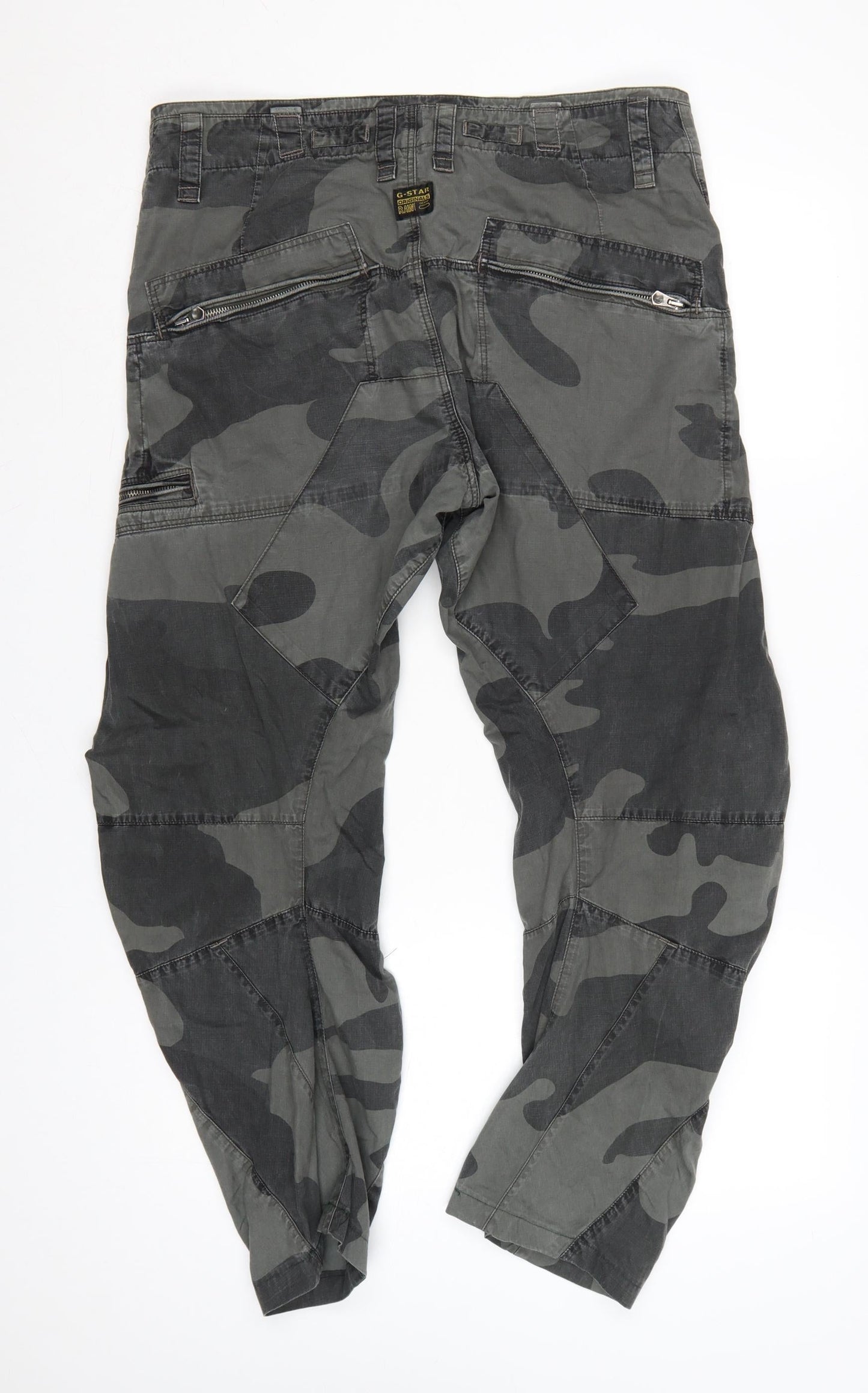 G-Star Men’s Green Camouflage Cargo Trousers Size 34W 32L Loose Tapered