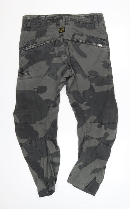 G-Star Men’s Green Camouflage Cargo Trousers Size 34W 32L Loose Tapered