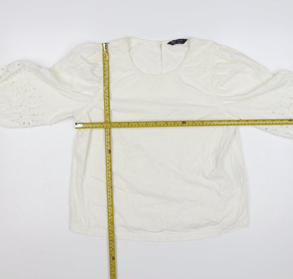 Marks and Spencer Womens Ivory 3/4 Sleeve Cotton Tunic Blouse Size 10