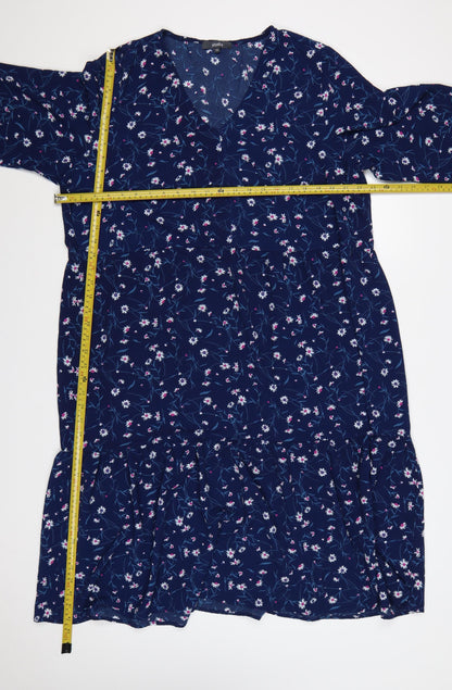 Studio Women Blue Floral A-Line Knee Length Dress Size 20
