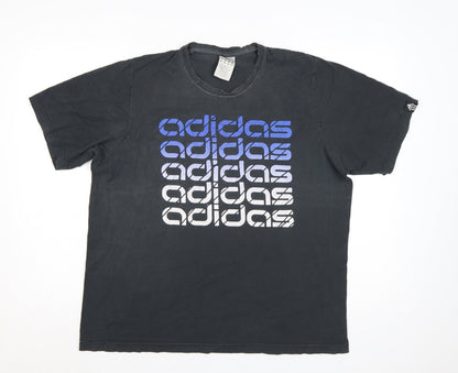 Adidas Men's Black Graphic Print T-Shirt Size L Cotton Blend