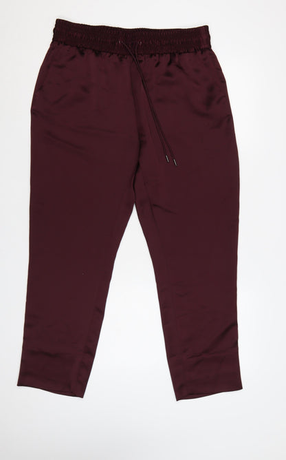 Marks and Spencer Women’s Burgundy Regular Trousers Size 14 Polyester