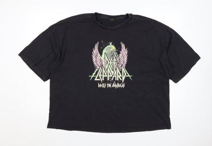 Primark Def Leppard Women's Black XL Relaxed Fit Graphic T-Shirt