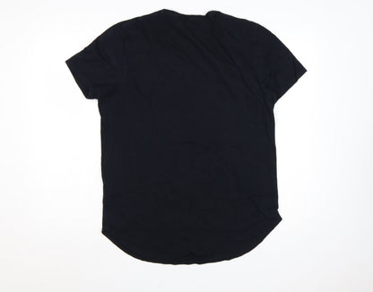 Hollister Men's Black Graphic Print Crew Neck Cotton T-Shirt L
