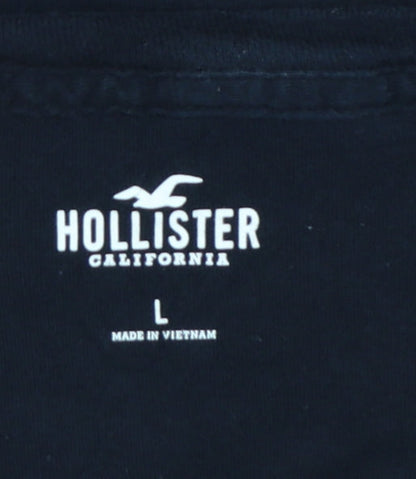 Hollister Men's Black Graphic Print Crew Neck Cotton T-Shirt L