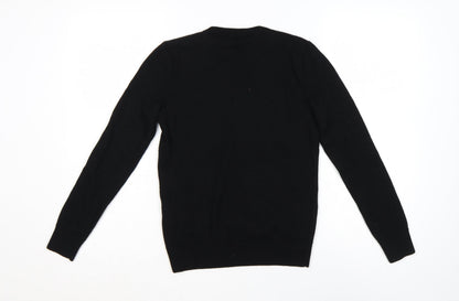 Ralph Lauren Women Black V-Neck Merino Wool Jumper M