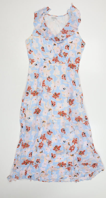 Great Plains Women’s Blue Floral A-Line Midi Cotton Dress Size 12