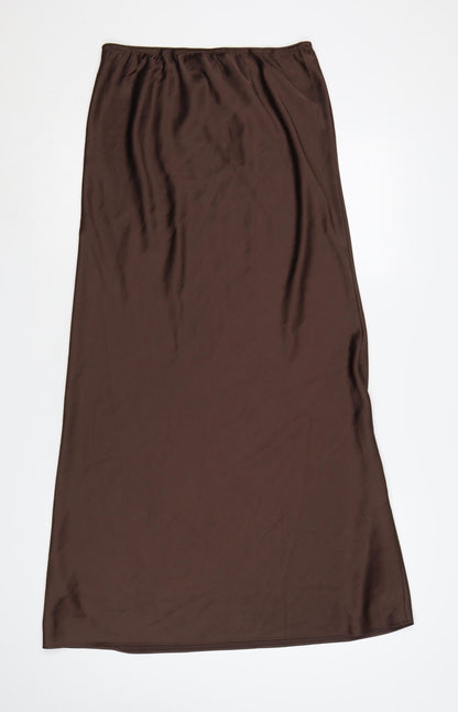 Wednesday’s Girl Women Brown Long Satin Skirt Size 12