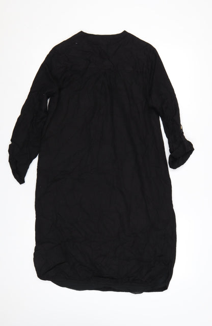 Sosandar Women’s Black Knee Length Zip Shirt Dress Size 10