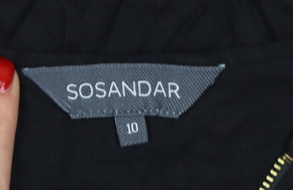 Sosandar Women’s Black Knee Length Zip Shirt Dress Size 10