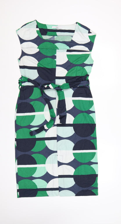 Next Women’s Multicoloured Geometric Belted Sleeveless Sheath Dress Size 12