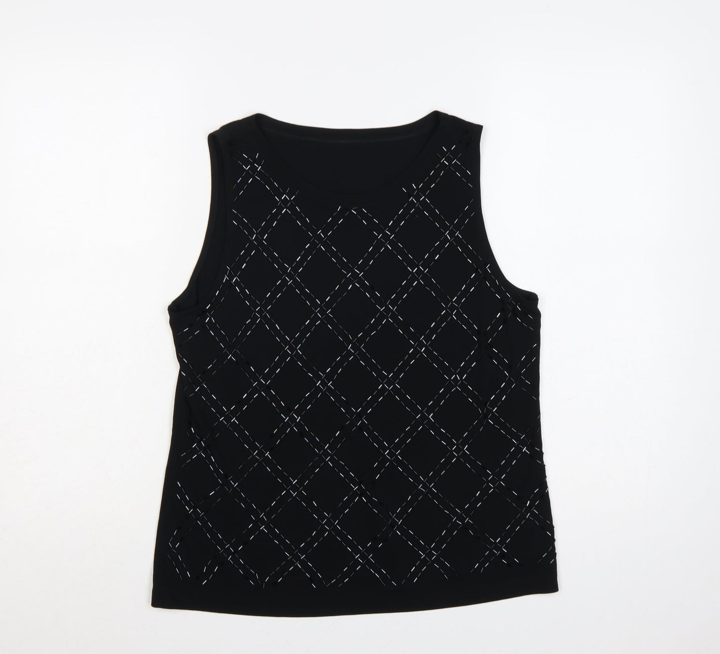 Marks and Spencer Women’s Black Sleeveless Argyle Tank Top UK 16