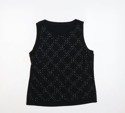 Marks and Spencer Women’s Black Sleeveless Argyle Tank Top UK 16